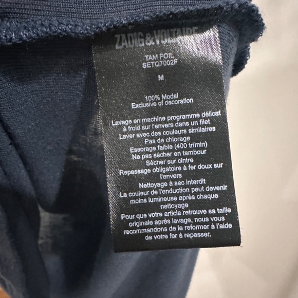 Zadig & Voltaire Tam Silver Foil Trimmed Tank - Size M - Picture 10 of 10